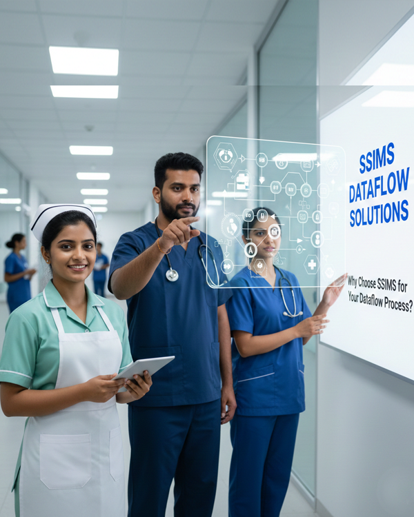 Healthcare professional completing dataflow process